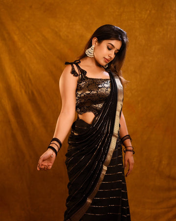 Premium Black Jacquard Saree – Elegant Festive & Party Wear Saree