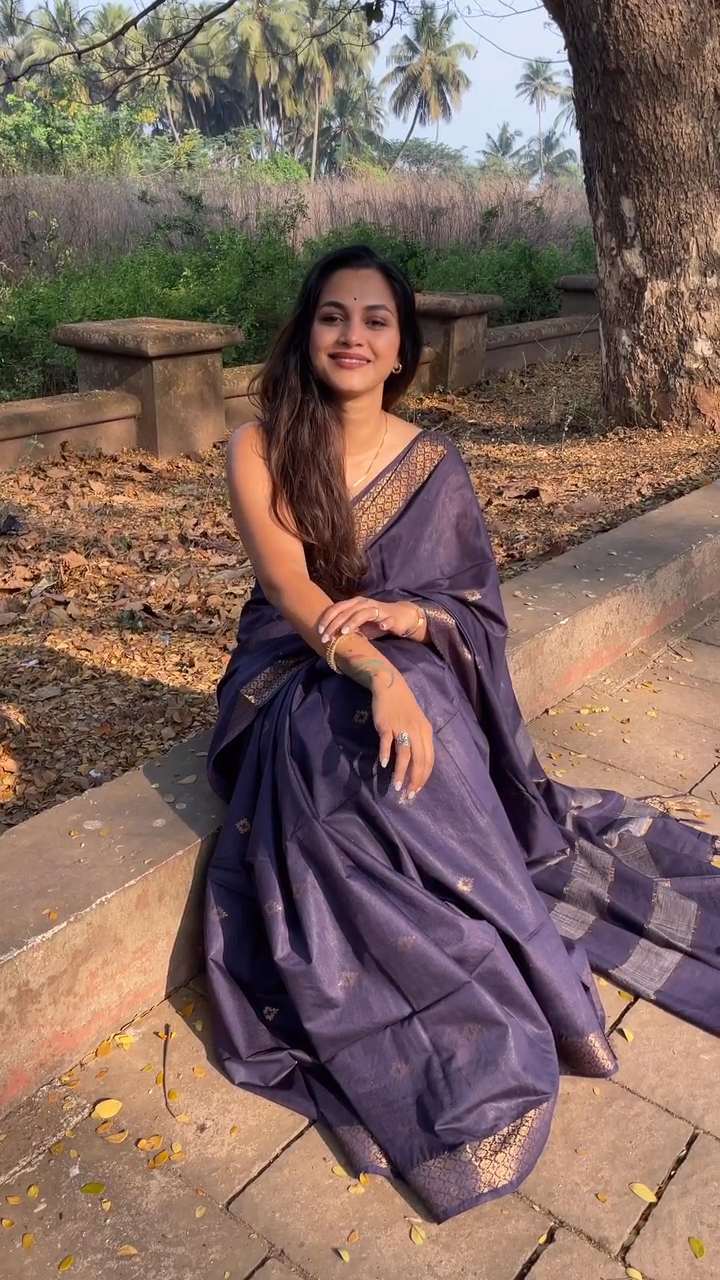 Elegant Purple Jacquard Saree