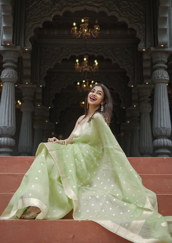 Pista Green Jacquard Saree – Fresh, Elegant & Perfect for Every Occasion