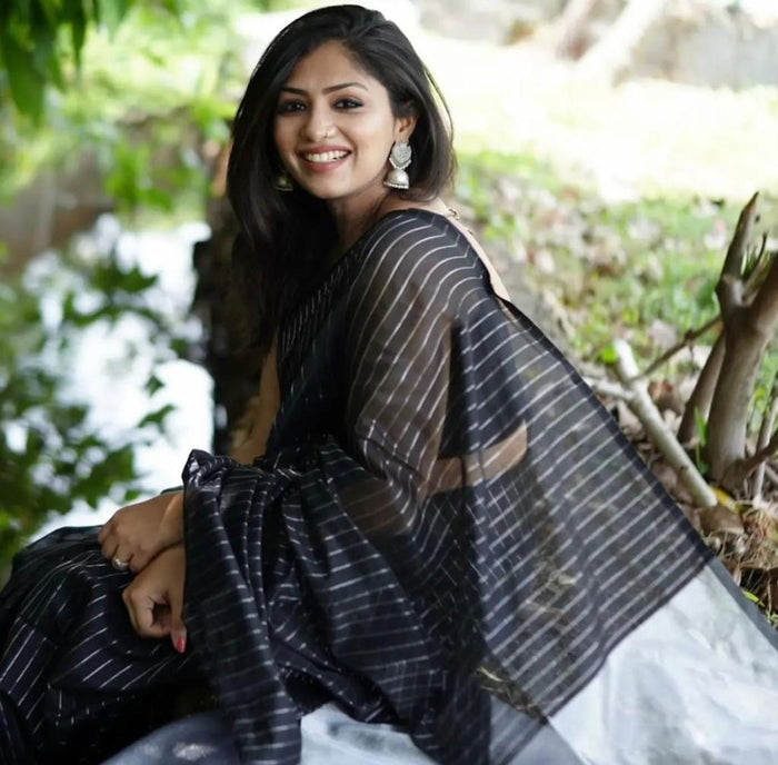 Classic Black Jacquard Saree for Timeless Festive & Party Wear