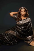 Black Jacquard Saree – Luxe Woven Saree for Festive & Party Wear
