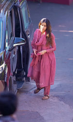Pink Designer Anarkali Suit Set with Floral Embroidery