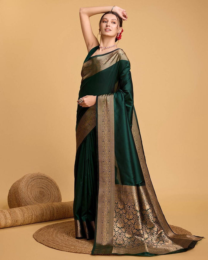 Premium Green Jacquard Saree for Women – Elegant Festive & Occasion Wear