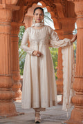 Cream Aura Vichitra Silk Suit Set