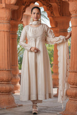 Cream Aura Vichitra Silk Suit Set