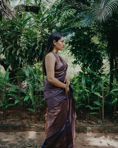 Pure jacquard Silk Sarees Blue Colour, Festival Wear - Ibis Fab