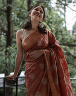 Beautiful khadi Silk Brown Color Saree