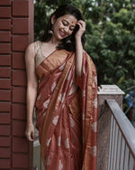 Beautiful khadi Silk Brown Color Saree