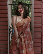 Beautiful khadi Silk Brown Color Saree