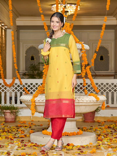 Kanchi Cotton Suit Set with Elegant Jacquard Dupatta