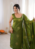Green Aura Chanderi Jacquard Suit Set