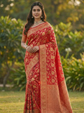 Elegant Maroon Jacquard Saree – Premium Festive & Party Wear