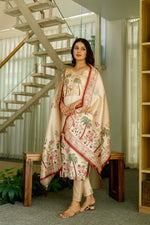 Ivory Cream Assam Silk Embroidered Suit Set