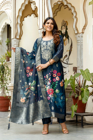 Traditional Hand-Inspired Chanderi Cotton Suit Set