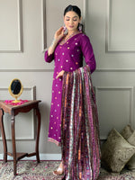 Elegant Purple Embroidered Kurta Pant Set