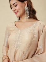 Cream Embroidered Sharara Suit Set