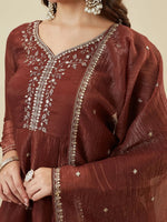 Maroon Crunchy Silk Embroidered Sharara Set