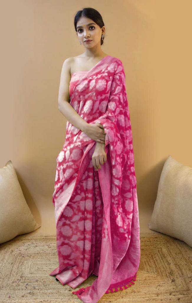 Pink Jacquard Saree