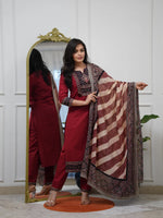 Elegant Red Printed Kurta Pant Set with Designer Dupatta