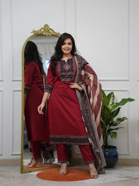 Elegant Red Printed Kurta Pant Set with Designer Dupatta