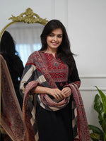 Elegant Black Printed Kurta Pant Set with Designer Dupatta