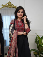 Elegant Black Printed Kurta Pant Set with Designer Dupatta