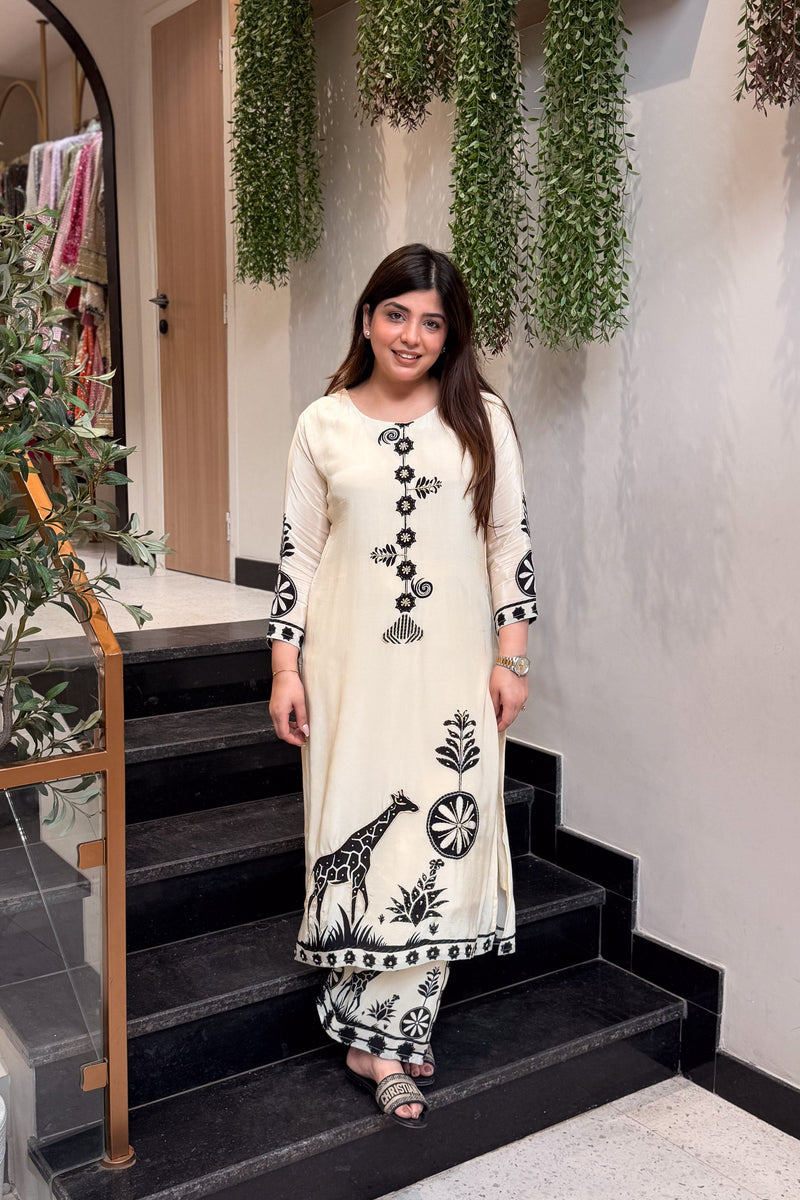 Zadu Premium Mulberry Silk Bagru Print Kurti Plazo Set