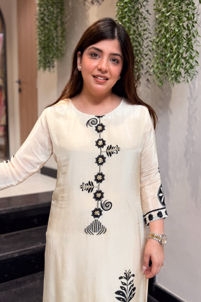 Zadu Premium Mulberry Silk Bagru Print Kurti Plazo Set