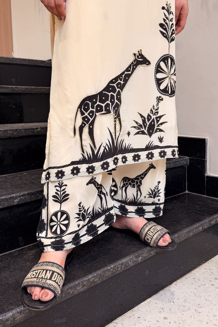 Zadu Premium Mulberry Silk Bagru Print Kurti Plazo Set