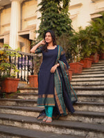 Pure Kanchi Cotton Suit Set with Jacquard Weaving Dupatta