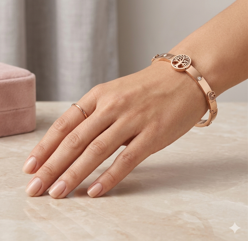 Rose Gold Tree of Life Crystal Bracelet for Women