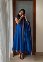 Classic Narayanpet Blue Anarkali Suit Set