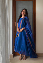 Classic Narayanpet Blue Anarkali Suit Set
