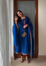 Classic Narayanpet Blue Anarkali Suit Set