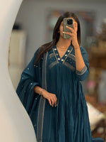 Lightweight Mul Cotton Traditional Suit Set with Mirror Craft