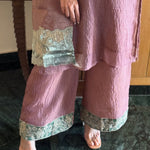 Elegant Dusty Rose Embroidered Kurta Palazzo Set