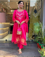 Traditional Viscose Outfit with Ladgi Patta Embroidery