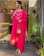 Traditional Viscose Outfit with Ladgi Patta Embroidery