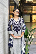 Zik Zek Premium Jaipur Cotton Kurti Pant Dupatta Set