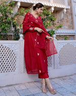 Ruby Elegance Chanderi Silk Suit Set
