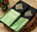 Black Green Jacquard Saree