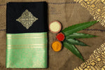 Black Green Jacquard Saree