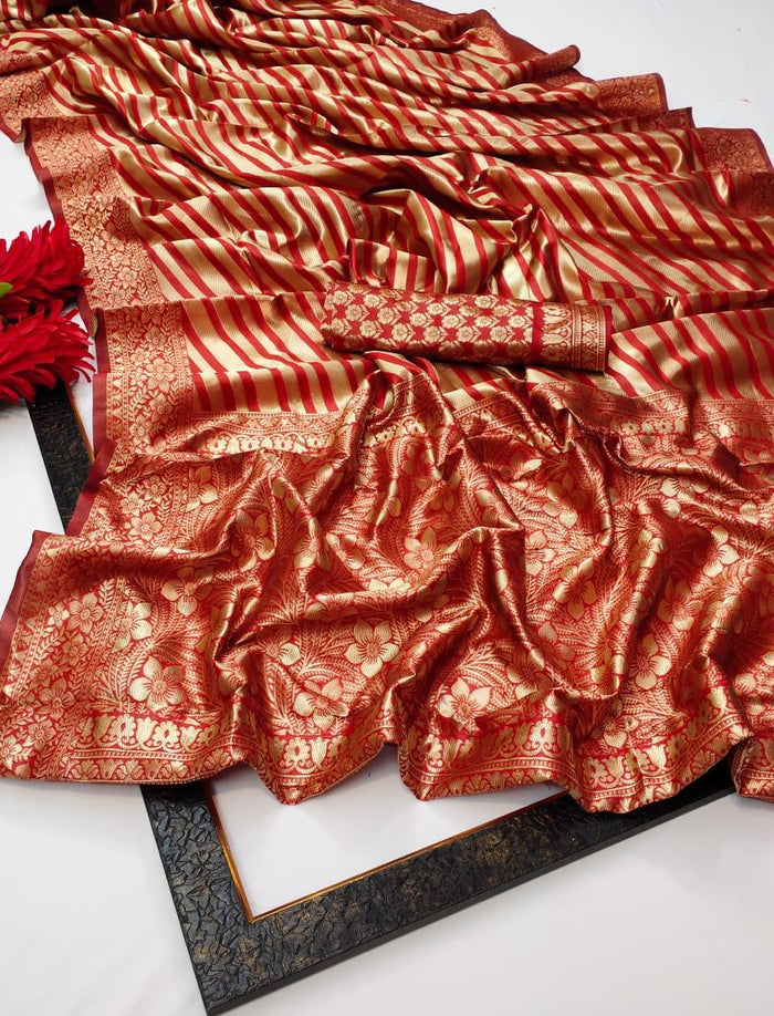 Orange Jacquard Saree – Premium Festive Wear with Elegant Woven Detailing