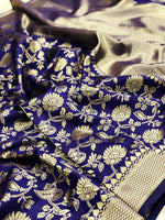 Elegant Navy Blue Jacquard Saree