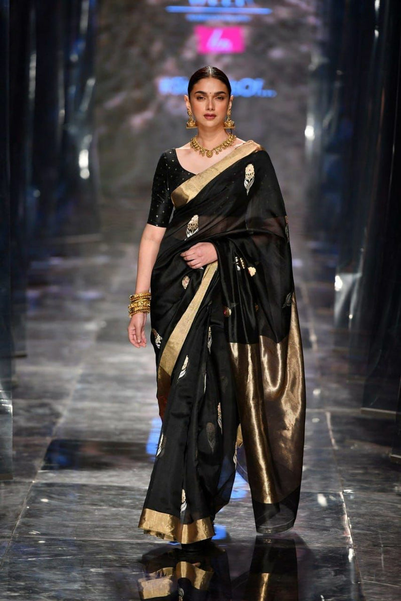Luxury Black Jacquard Saree 