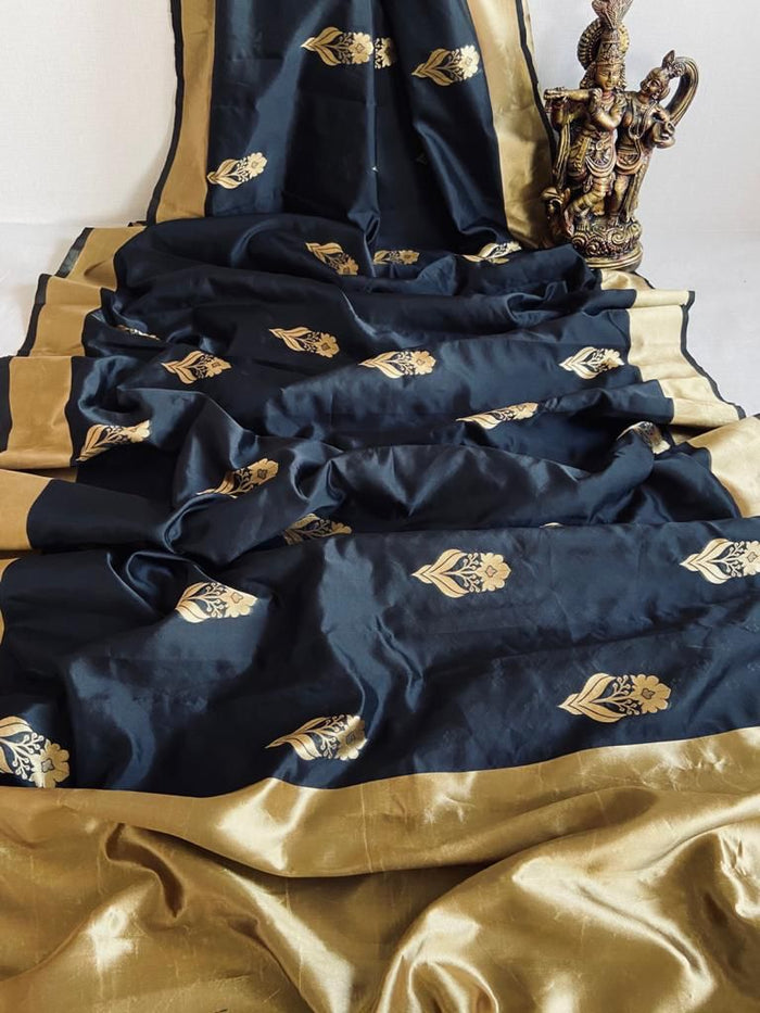 Luxury Black Jacquard Saree – Premium Woven Party & Festive Wear Saree