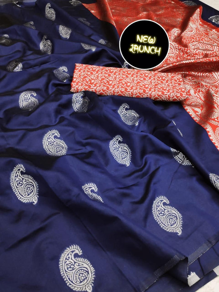 Elegant Blue Jacquard Saree – Lightweight, Festive & Perfect for All Occasions