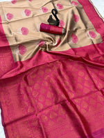 Chiku Rani Jacquard Silk Saree with Royal Woven Elegance