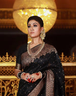 Black Soft Banarasi Silk Saree - Ibis Fab
