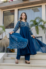 Rama Vichitra Embroidered Kurta Set